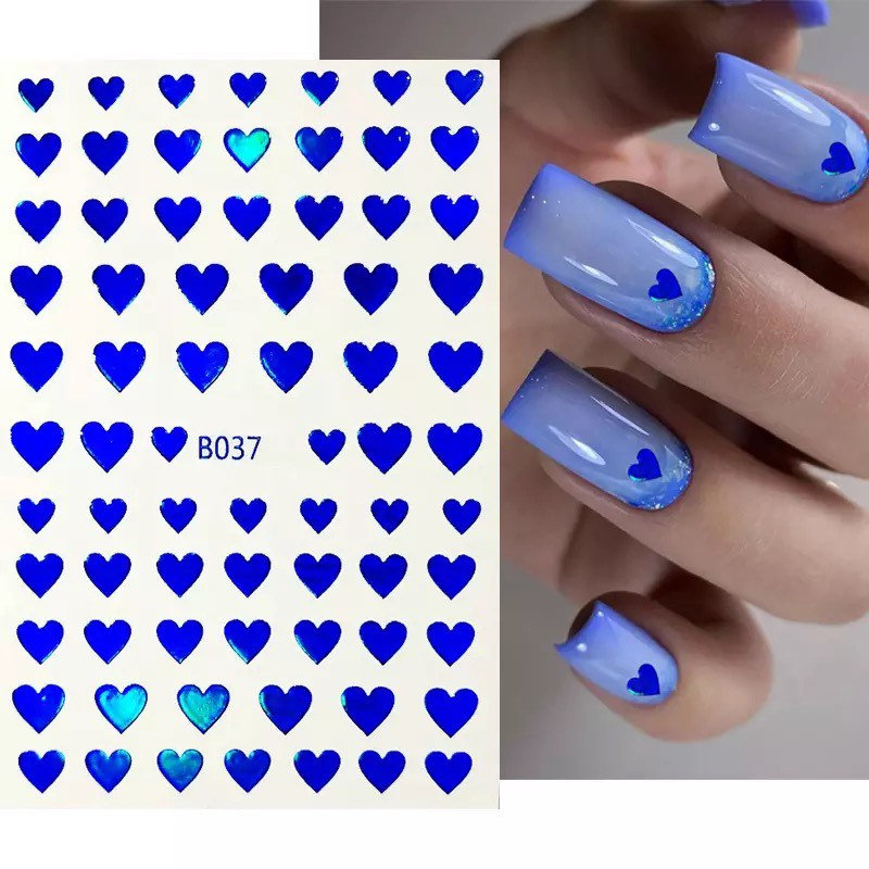 blue heart nail designs