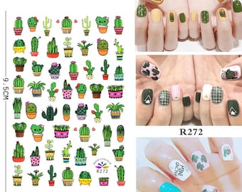 Cartoon Design Cactus Nail Art Stickers