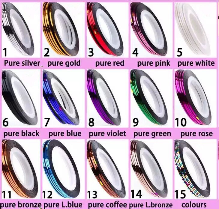 0.5mm Gold / Silver Nail Art Striping Tape, Line Stickers, Laser Stri…