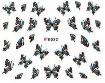 Multicoloured Butterfly - Nail Art - STICKERS