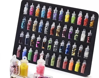 48 Bottles - Nail Art Rhinestones Beads Sequins Glitter Tips Decoration - Mixed Design Case Set