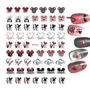 Mickey Mouse and Minnie Mouse, Love - Nail Art Stickers