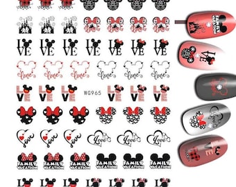 Mickey Mouse and Minnie Mouse, Love - Nail Art Stickers