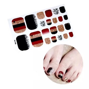 Adhesive Toenail Art Polish Decal Tips, Toenail Wraps, Sticker Strips Pedicure Kit