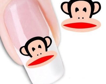 Autocollants d’ongles de transfert d’eau, autocollants d’ongles de singe, conception de singe, dessin animé d’art de singe, décoration d’ongles