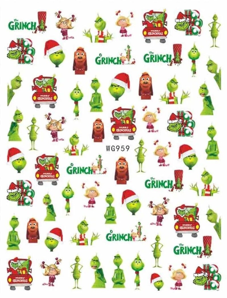 Christmas the Grinch Nail Art Stickers Etsy