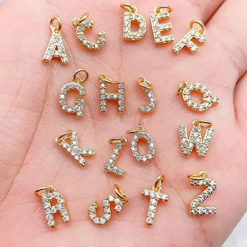 1pcs Dangle Nail Piercing Charms Alphabet Letter Alloy 3D Nail Art Charm image 4