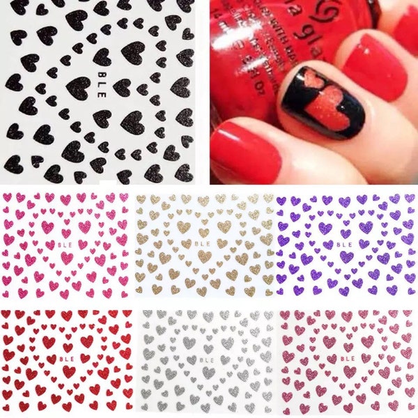 Glitter Heart 3D Nail Art Stickers