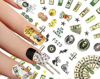 Money, Dollars 3D Nail Art Stickers