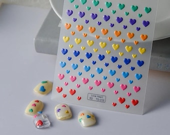 Regenboogkleurige harten - Nail Art-stickers - 5D