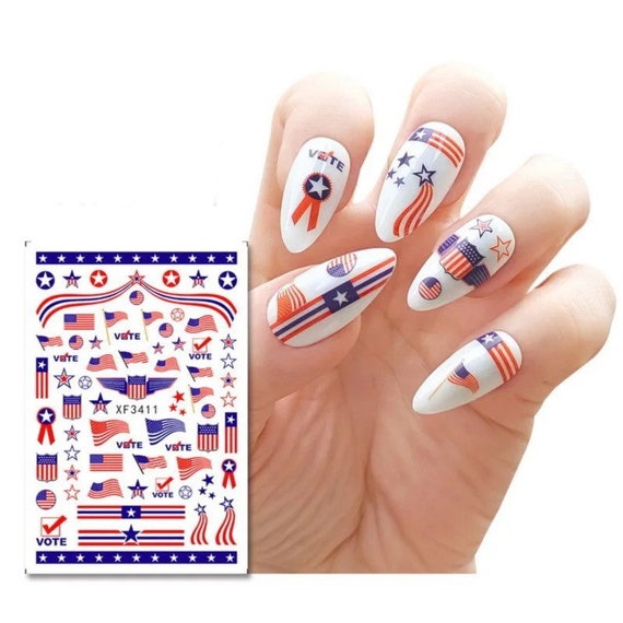 Amazon.com: Independence Day Nail Art Stickers, USA Flag Nail Art Transfer  Sticker Design, July 4th Holiday Nail Art Decorations, Flame Letters  Butterfly American Flag Nail Art Decals, Women Girls Manicure Art :