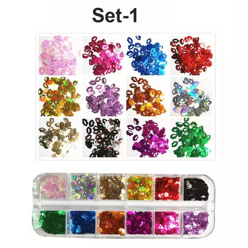 Lips Shaped Holographic Miniature Nail Sequins 12 Colour - Etsy UK