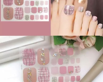 Puntas de calcomanías polacas adhesivas para uñas de los pies, envolturas para uñas de los pies, tiras adhesivas Kit de pedicura