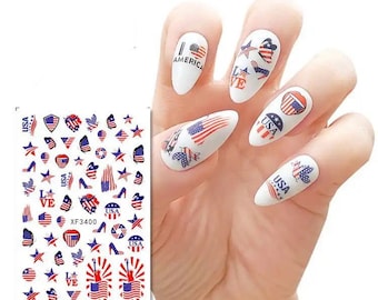 USA Flagge, Amerika, Unabhängigkeitstag - Nail Art Sticker