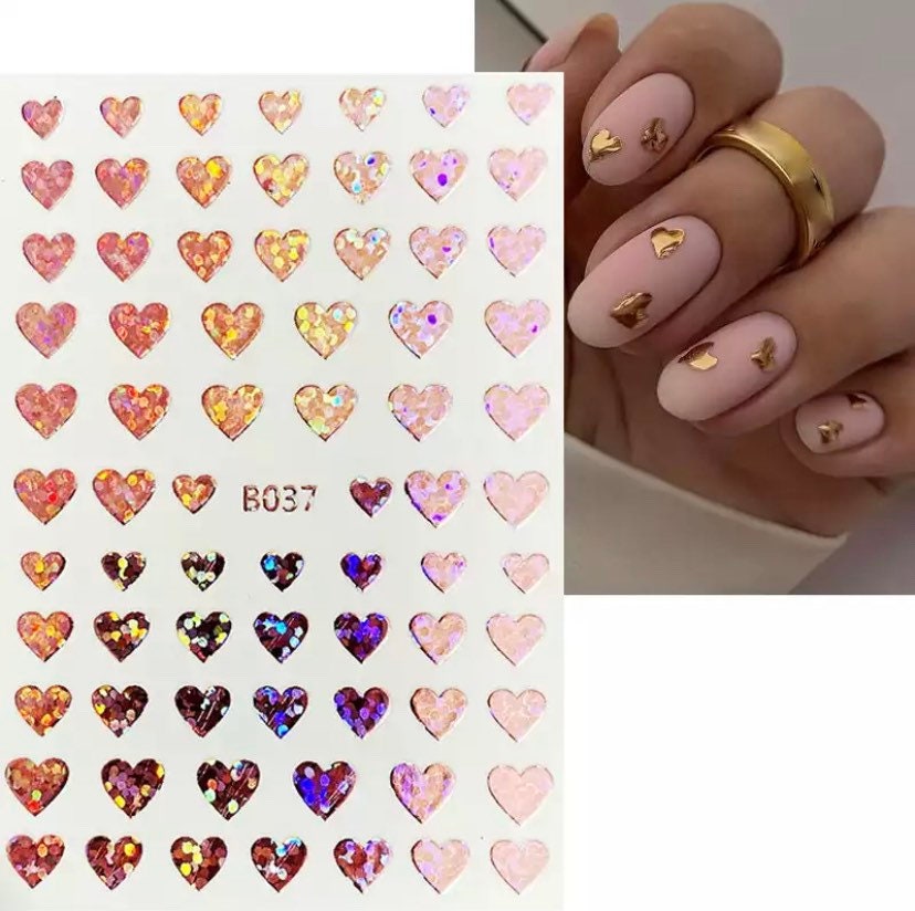 5PCS Glittered Candy Heart, Resin Nail Charms, Candy Nail Charms