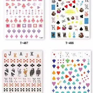 Poker Nail Art Adesivi, Carte da GiocoDesign, 3D Nail Art Adesivi