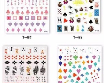 Poker Nail Art Stickers, Playing CardsDesign, 3D Nail Art Stickers