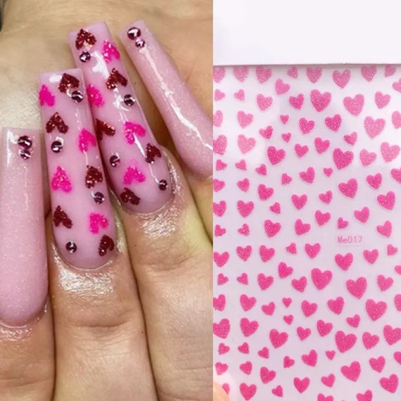 Valentine's Day Nail Art Confetti Lips and hearts Glitter