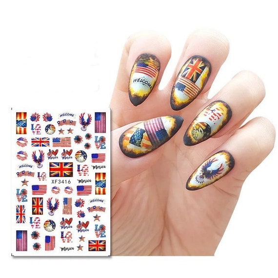 Wavespets Fake Nails Stickers American Flag Independence Day Statue of  Liberty Fireworks Nail Sticker Finished Nail Sticker - Walmart.com