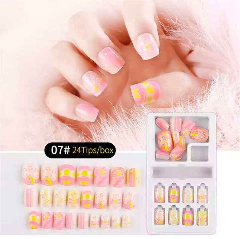 24pcs Cartoon Press on Children Nails False Nail Tips Kids - Etsy UK