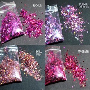 Hexagon Flake Sequins, Mixed Size Flakes Holographic Glitter, Polish Nail Sequins