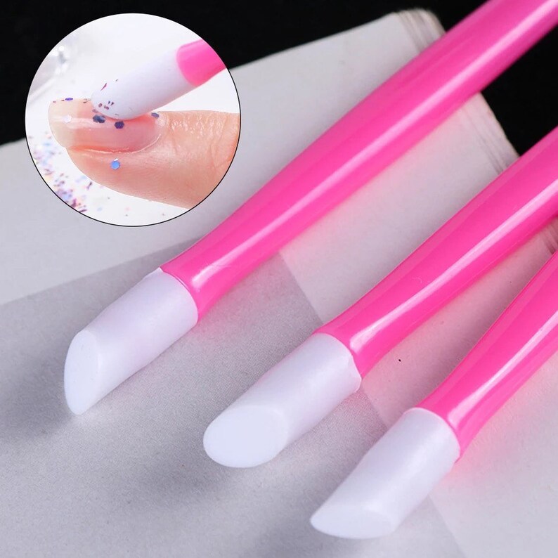 3 Pack Soft Nail Cuticle Pusher Plastic Rubber Cuticle Stick Etsy