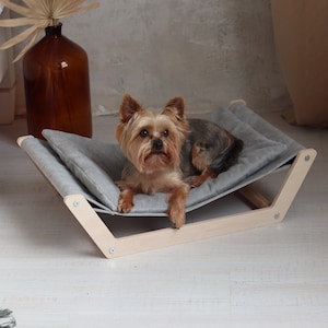 Cat hammock, kitten bed with pillow, wooden cat bed, cat furniture, design cat bed, cute cat bed, cat lover present | made in Ukraine