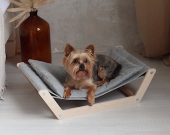 Hamaca para gatos, cama para gatos con almohada, cama de madera para gatos, muebles para gatos, cama de diseño para gatos, linda cama para gatos, regalo para amantes de los gatos / hecho en Ucrania