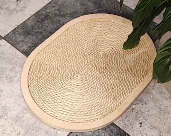 Handmade white cat scratcher. Pet furniture, Sisal Rope, Cat Scratching Pads, light cat scratching mat, cat lover present | made in Ukraine