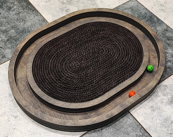 Cat toy with scratcher - Christmas gift. Handmade scratching post, pet furniture, Sisal Rope, floor cat scratching mat, cat lover present
