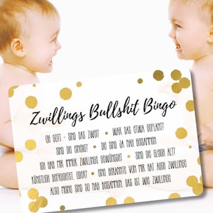 Tarjeta de nacimiento de gemelos grandes: Tarjeta de bingo de tonterías para padres de gemelos. Tarjeta de felicitación divertida para padres de bebés gemelos.