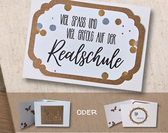 Triple card "Have fun and much success at the Realschule" with envelope | Starting school at Realschule | Card for 5th grade Realschule