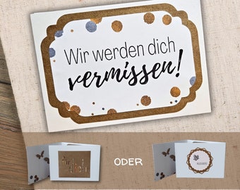 Farewell card We will miss you/I will miss you | Parental leave card | New job card | Farewell card | Moving card