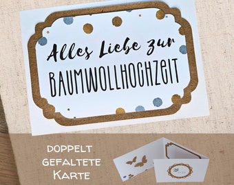 3-fold card for the 2nd wedding anniversary with envelope | Happy 2nd wedding anniversary | Card 2nd wedding anniversary