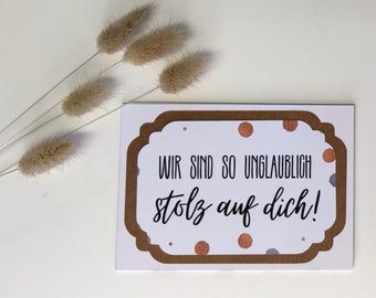 3-fold congratulations card "We are so incredibly proud of you" with envelope | Card for graduation | For graduation | Great achievement