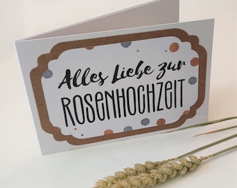 3-fold card for the 10th wedding anniversary with envelope | Rose wedding card | Happy 10th wedding anniversary | Congratulations on your 10th wedding anniversary