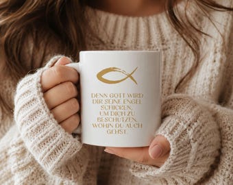 Christliches Geschenk zum Geburtstag, zur Konfirmation | Minimalistisch und schlichtes religiöses Mutmachgeschenk: Gott schickt seine Engel