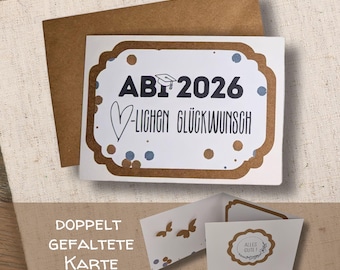 3-fach-Karte "Abi 2026" mit Umschlag | Glückwunschkarte zum bestandenen Abitur