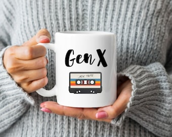 Funny mug for Generation X | Gen X mug with a nostalgic mixtape print | Nostalgic mug to make you smile