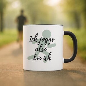 Tazza minimalista per jogger | Parafrasando Cartesio: corro dunque sono | Tazza con scritta per gli amanti del jogging, perfetta per l'ufficio