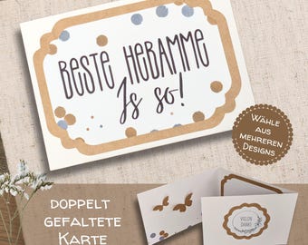Handgemachte Dankeskarte für deine Hebamme | Bedanke dich bei deiner Hebamme mit einer persönlichen Karte im Sonderformat