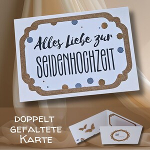 3-fach Karte zum 4. Hochzeitstag mit Umschlag | Karte zur Seidenhochzeit | Persönliche handmade Karte zum 4. Hochzeitstag