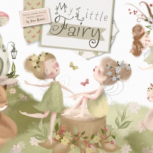 Ma petite fée - des bois, animal, fée, mignon, clipart, conte de fées, lapin, renard, conte, enchanté, mystique, forêt, sublimation, conte de fées