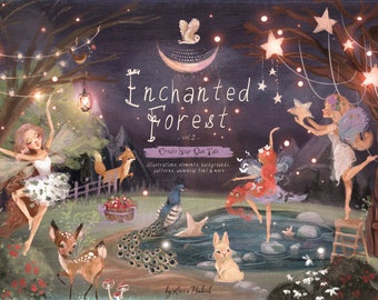 Enchanted Forest Vol.2 - woodland, fairy, fairytale, animal, cute, clipart, deer, bunny, fox, childrens book, enchanted, mystic, forest