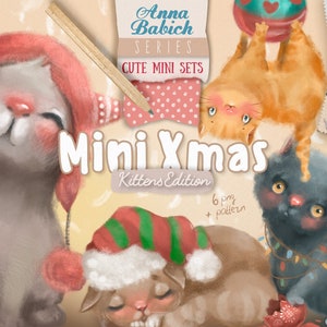 Mini Xmas Kittens Edition - kitten, christmas, xmas, watercolor, cute animal clipart, pet, scrapbooking, boy clipart, animal, cat