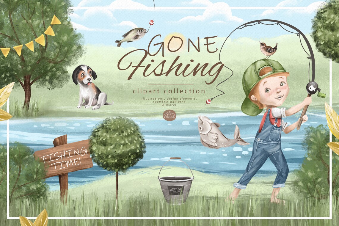 Gone Fishing Clipart Collection Fishing Boy Clipart - Etsy
