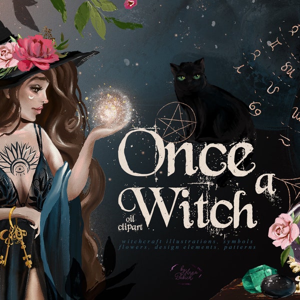 Once A Witch - witch, magic, wizard, wicca, mystic, tale, fairy, witchcraft, clipart, scrapbooking, alchemy, vintage, gothic