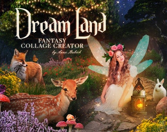 Dream Land Fantasy Collage Creator - woodland, animal, png clipart, scrapbooking, deer, bunny, fox, enchanted, fairy, forest