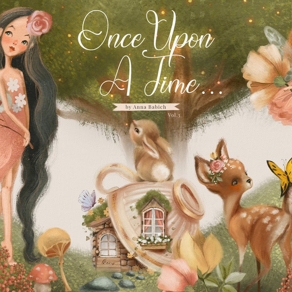 Once Upon A Time Vol.3 - bos, dier, fee, schattig, clipart, sprookje, konijn, vos, hert, verhaal, betoverd, mysticus, bos