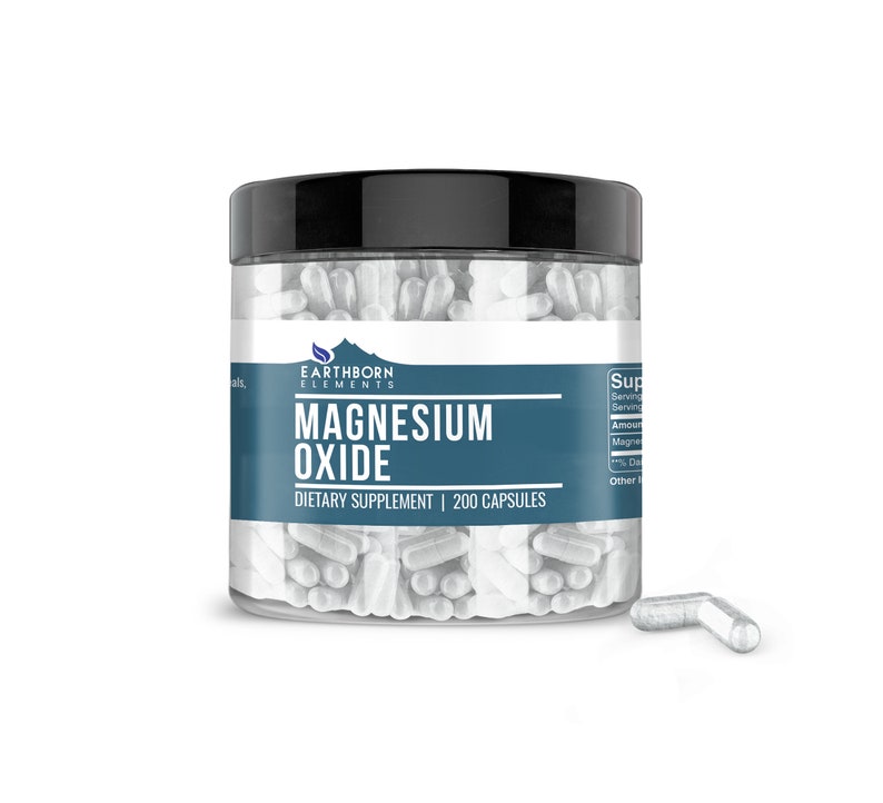 Magnesium Oxide Powder 200 Capsules 760 Mg/serving Etsy